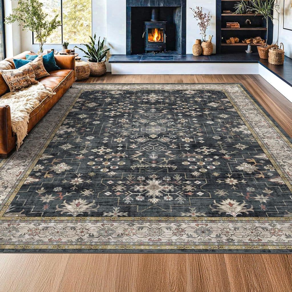 [Novo produto] americano Retro persa sala de estar tapete imitação Cashmere lavagem inferior antiderrapante tapete fácil