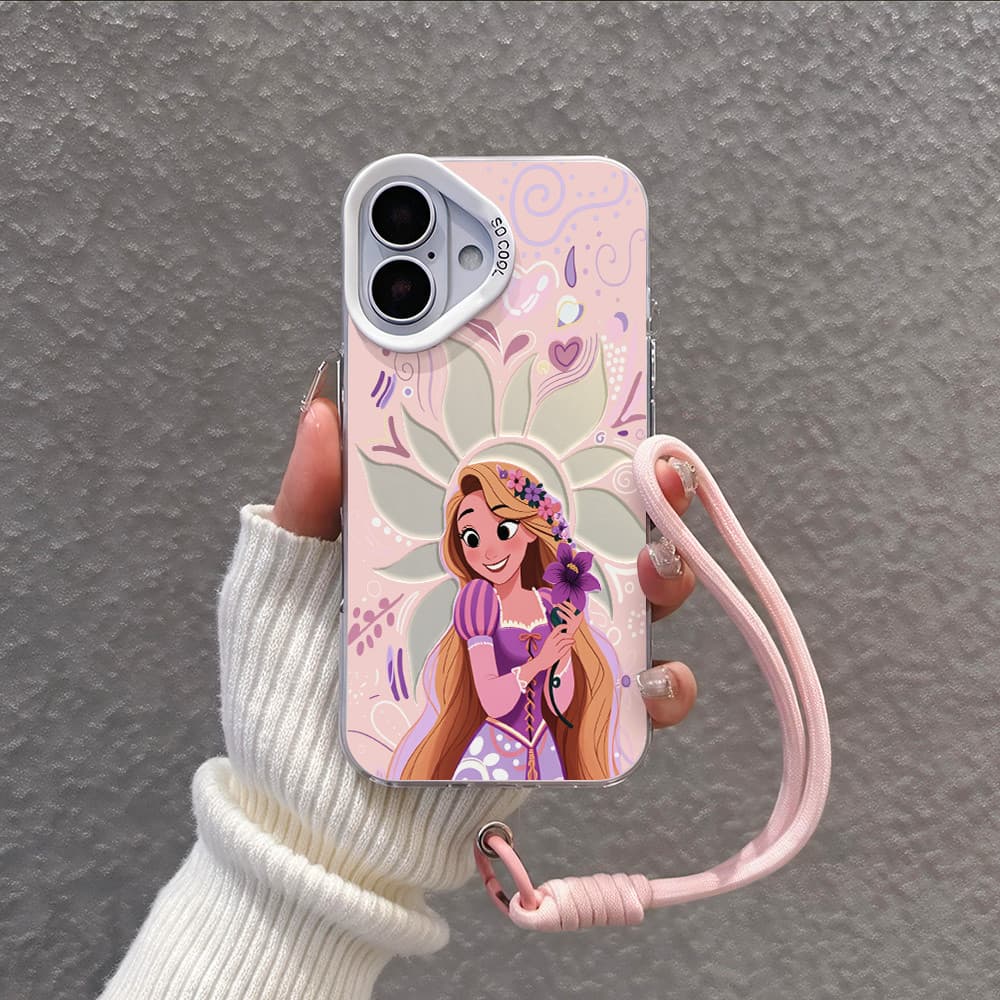 Capinha para iPhone 17/16/15/14/13/12 Pro Max Capa para celular da Rapunzel resistente a arranhões e durável com cordã