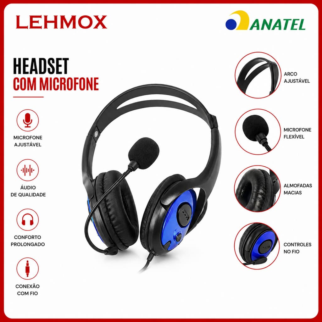 Fone De Ouvido Gamer Headset Microfone P2 Jogos Pc Notebook