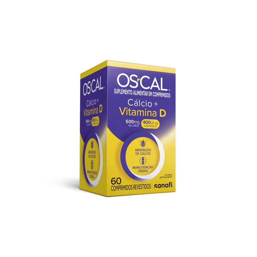 Vitamina Os-Cal D 500mg + 400UI 60 Comprimidos Cálcio Vitamina D Suplemento Ósseo Saúde Muscular