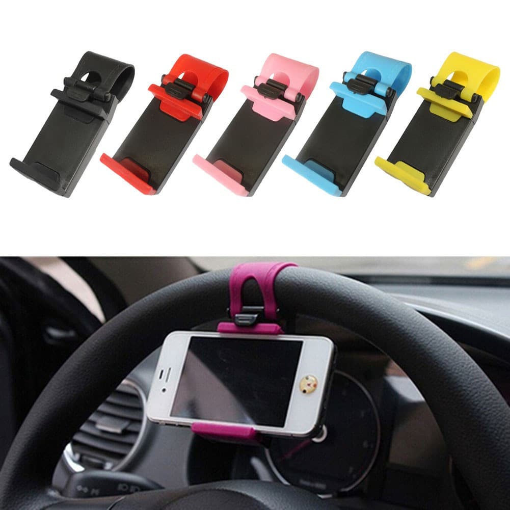 Suporte universal para celular no volante do carro (com clipe)