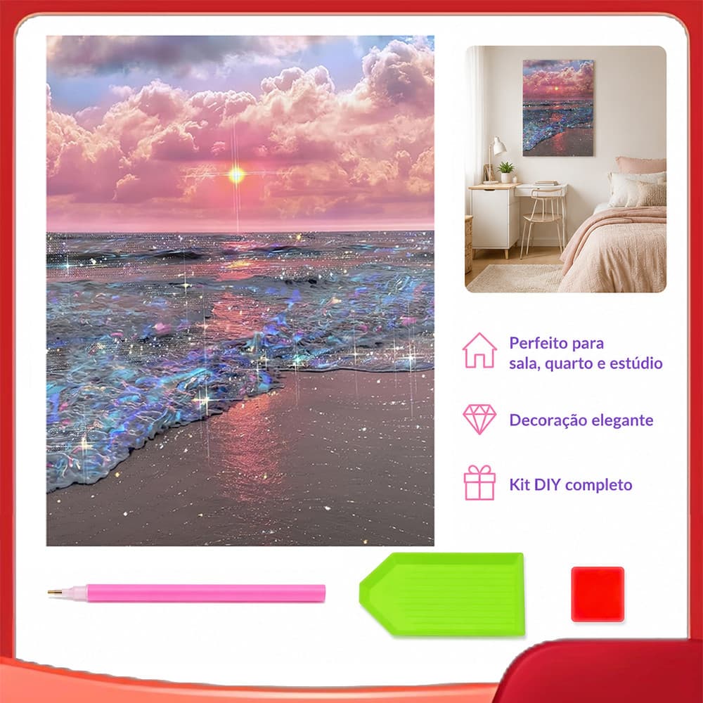 Conjunto de pintura diamante adulto 5D praia 40x30cm adequado para decoração de parede de casa, feito à mão