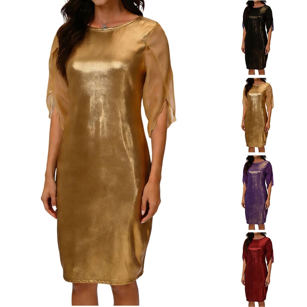 Vestido feminino transfronteiriço Amazon europeu americano feminino comprimento médio cintura estreita meados