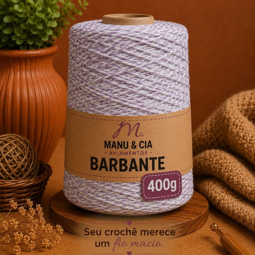 Barbante Mesclado 400g Rosa Delicado (Branco/Rosa Claro) Nº6 para Crochê | Fio Algodão
