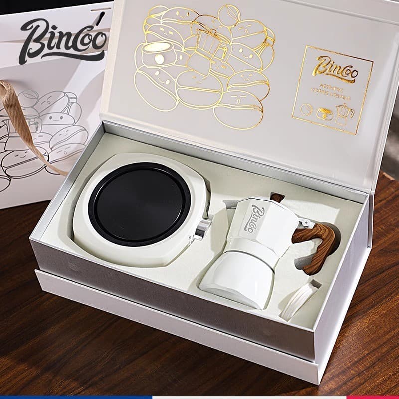 Bincoo válvula dupla Moka pote fazendo cafeteira caixa de presente conjunto doméstico pequena máquina de café expresso p