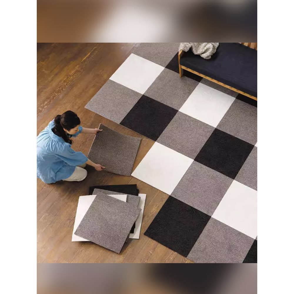 Estilo japonês sem cola costura tapete quadrado completo sala de estar cozinha antiderrapante auto-adesivo tapete B