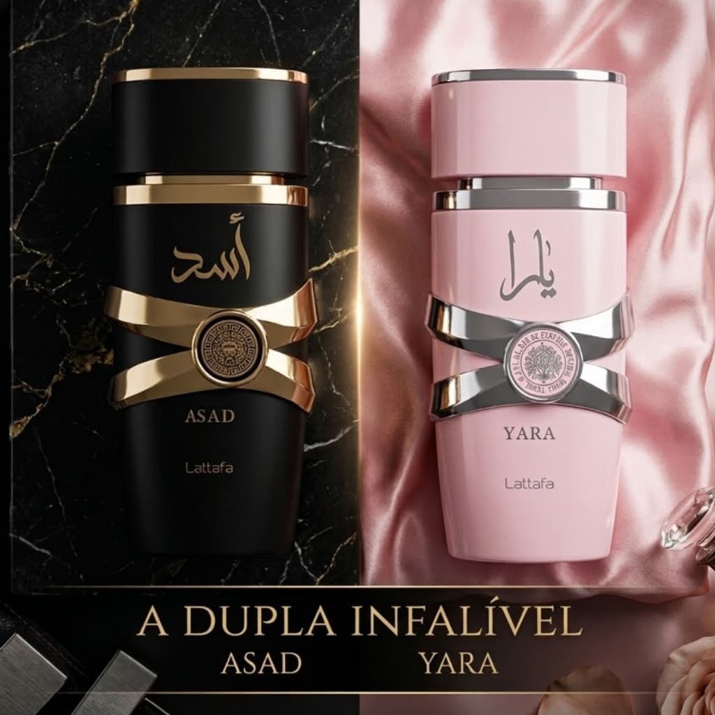 Kit Perfumes Assad + Yarra Árabe Importado Masculino e Feminino Alta Fixação Pronta Entrega