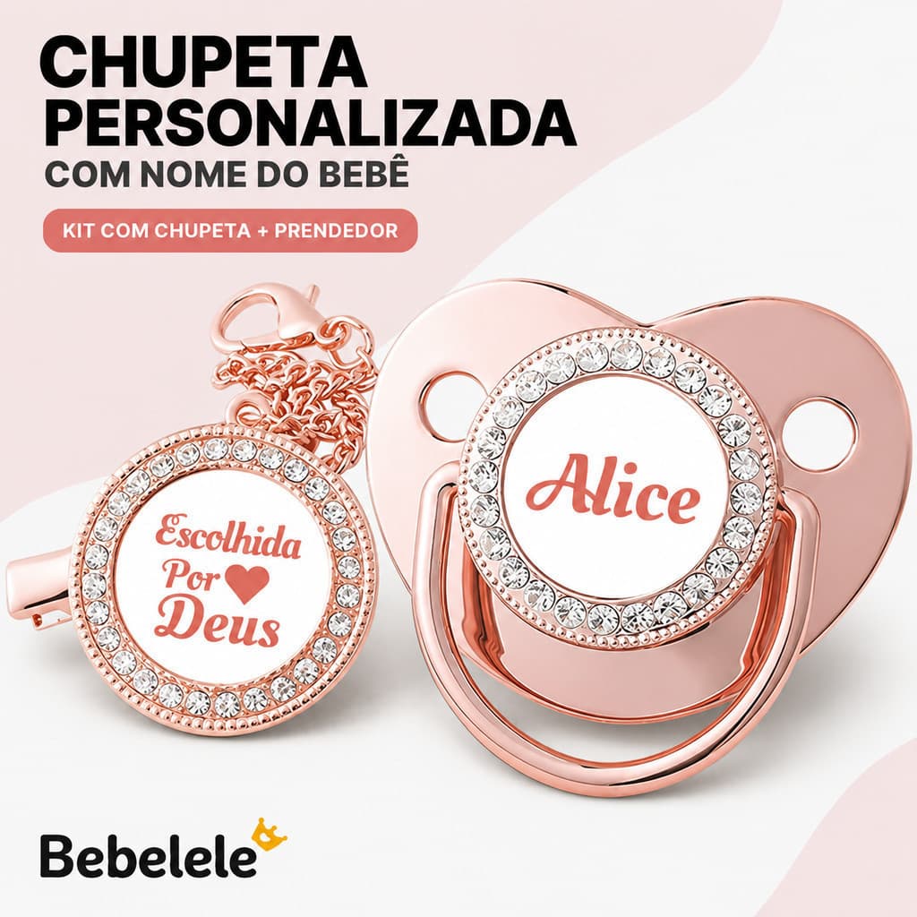 Chupeta personalizada com o nome do bebê, corrente de chupeta de silicone, sem BPA CVZM TNZQ