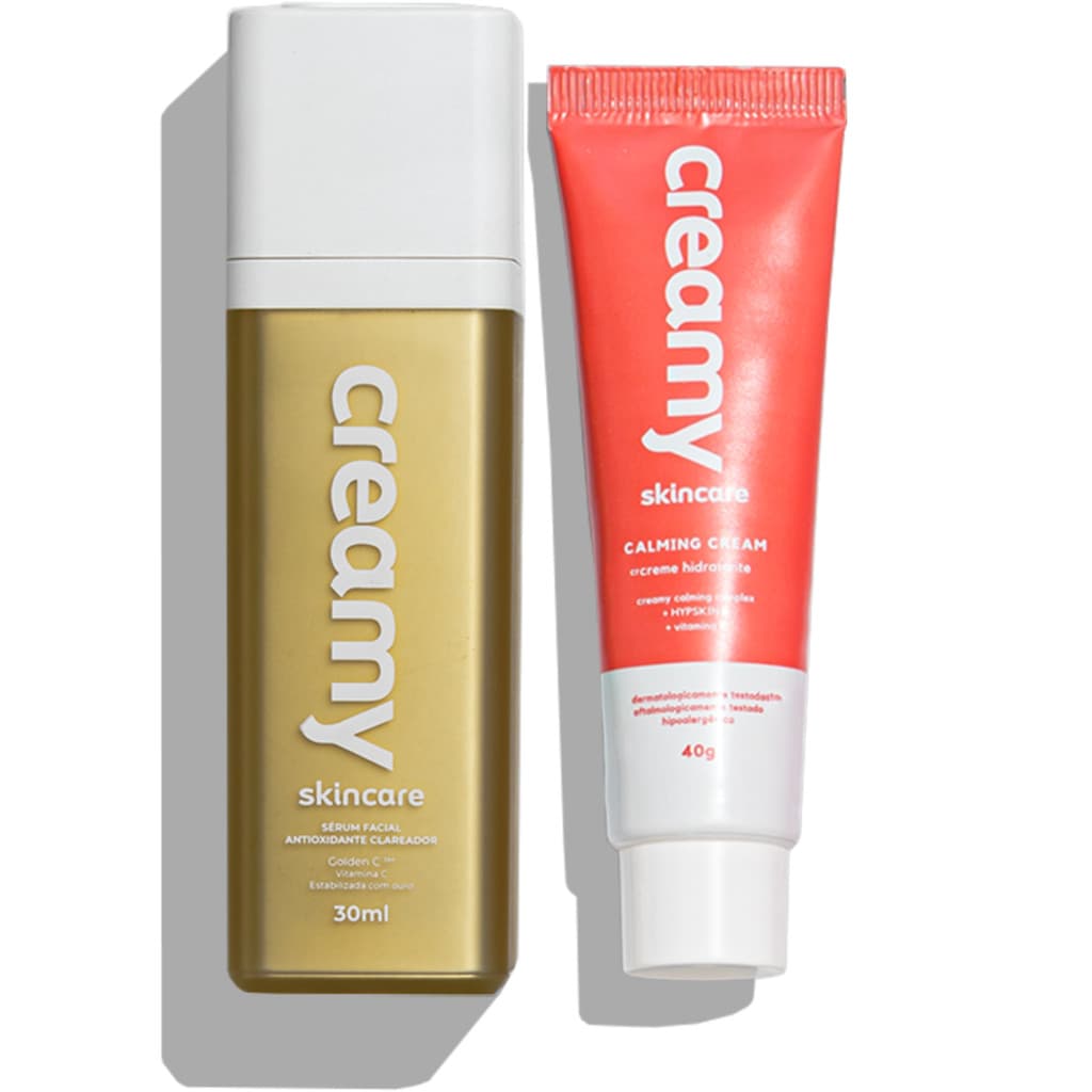 Kit Vitamina C Gold + Calming Cream Creamy Skincare - Sérum Clareador de Manchas e Creme Hidratante Calmante