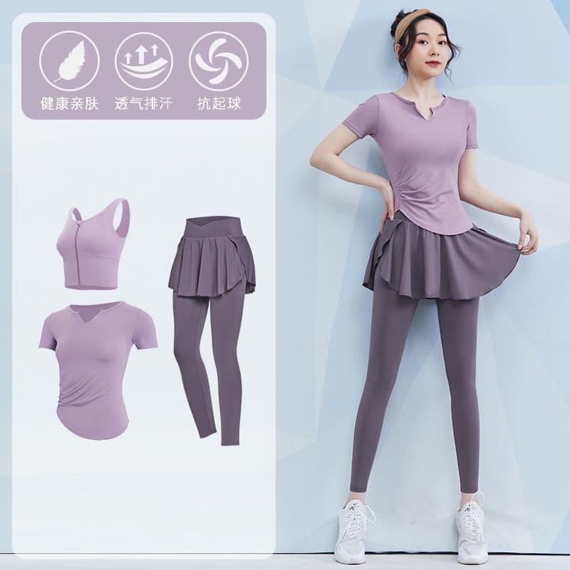 Roupas de Yoga femininas verão temperamento estilo fada fino-ajuste mais magro olhar roupas de Fitness manhã correndo tr