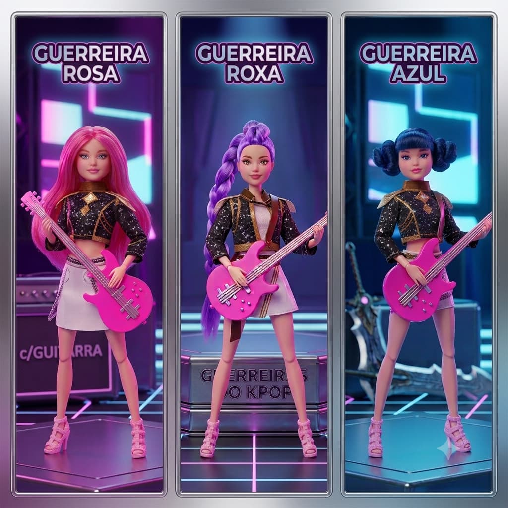 Boneca Guerreira Kpop Articulada 30 Cm Com Guitarra