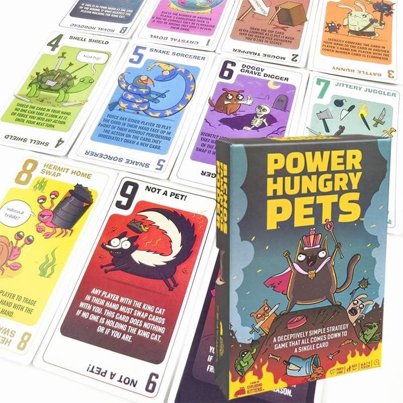 Jogo de cartas decorativo Power Hungry Pets, jogos de tabuleiro de estratégia para festas em família, desafiador T186