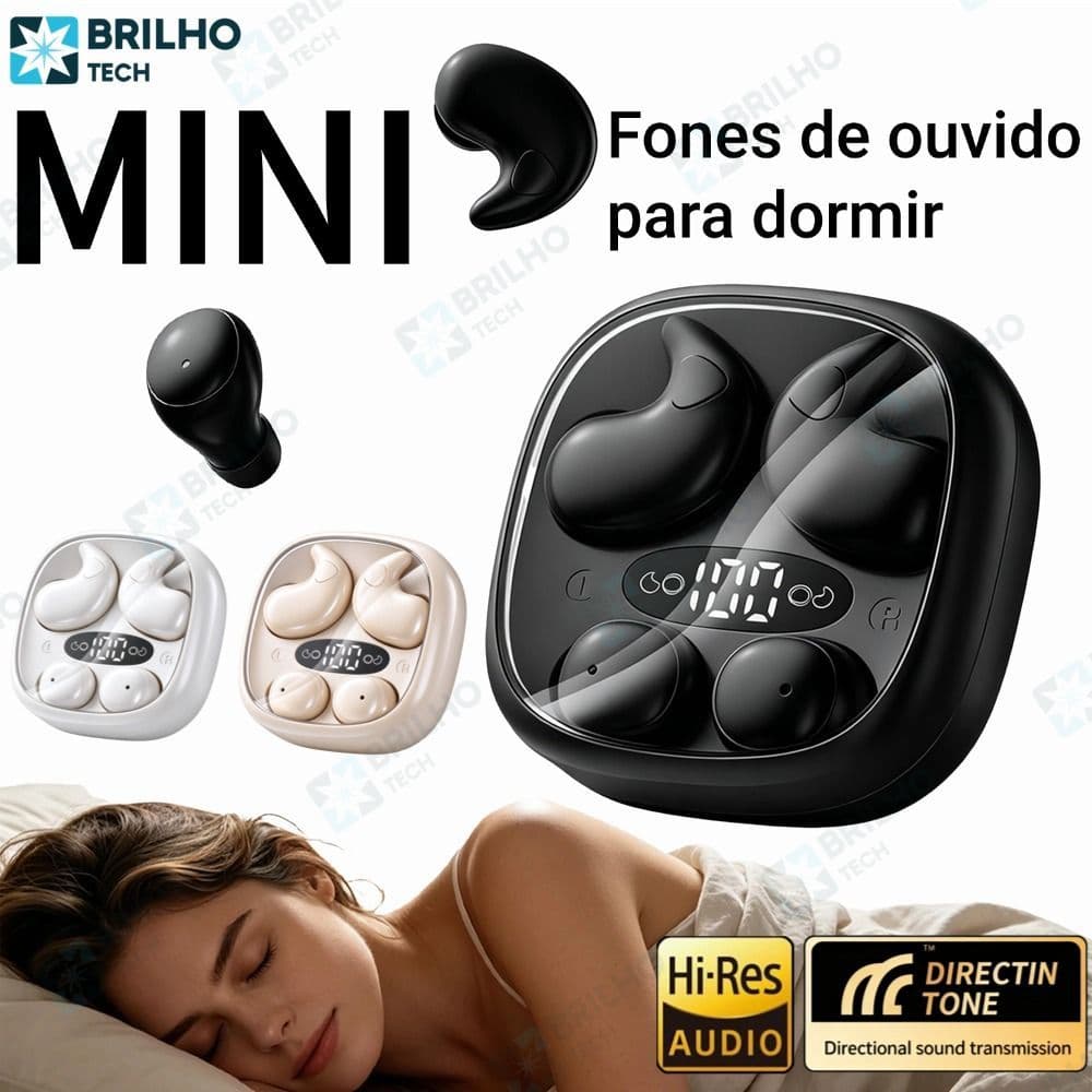 Fones de ouvido Bluetooth de dormir 2 pares sem fio com microfone, fones de ouvido com cancelamento de ruído-BR