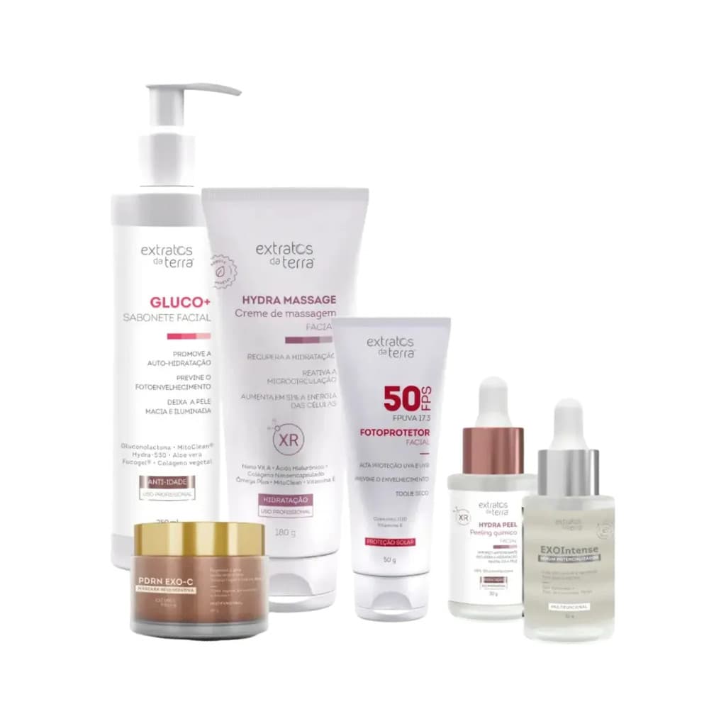 Kit Estética Facial Regenerativa Anti-idade Profissional Extratos da Terra