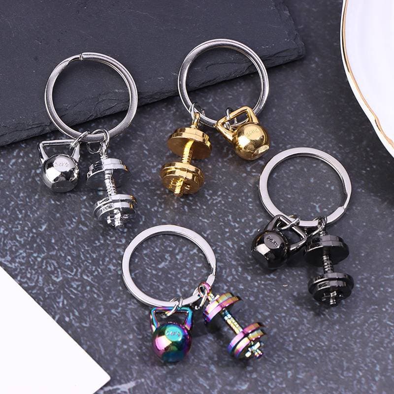 [risesky] Mini Chaveiro Com Halteres De Metal Para Homens , Haltere Duplo , Promoção De Academia , Pequeno Presente , Mó