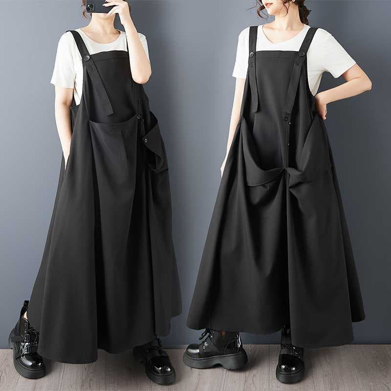 Olhos grandes [roupas femininas estilo Yamamoto] vestido de alça-vestido de verão vestido de alça estilo escuro-vestido 