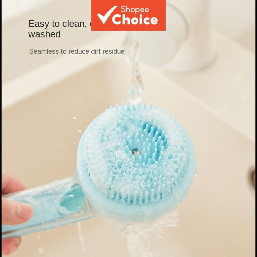 Escova 2 em 1 para Banho de Pets Petcho, escova de silicone para banho e escovação, úmida e seca, comporta shampoo,