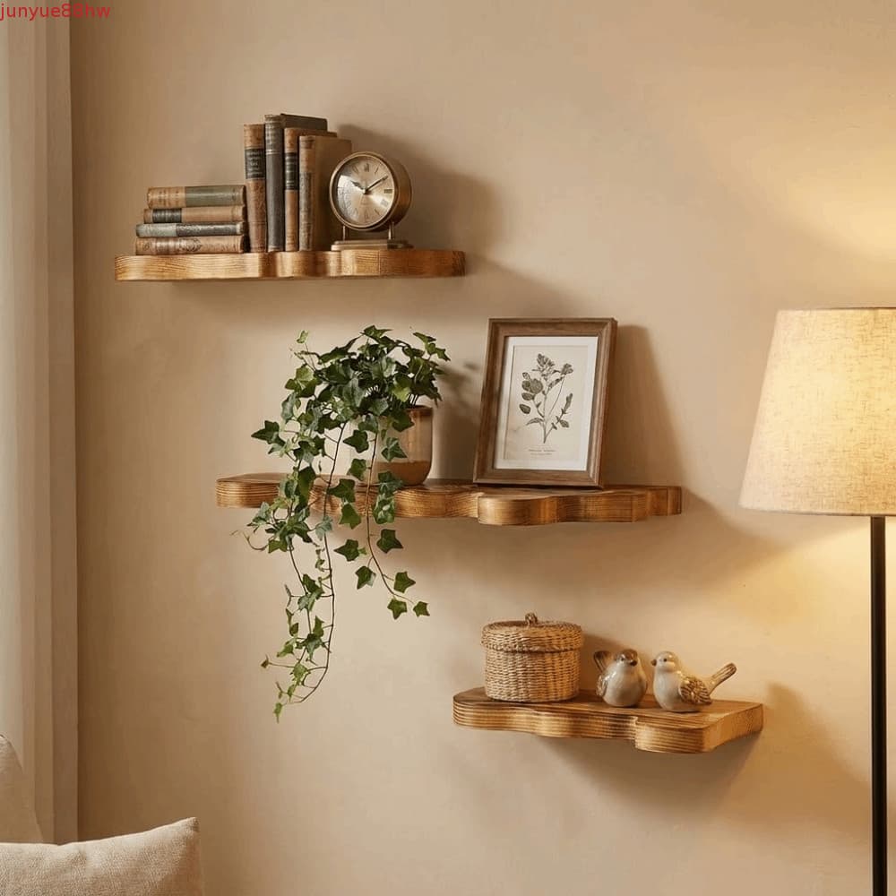 Prateleira Flutuante Multicamadas JUNYUE , Prateleiras Decorativas De Parede Em Formato De Nuvem , Suporte Rústico Para 