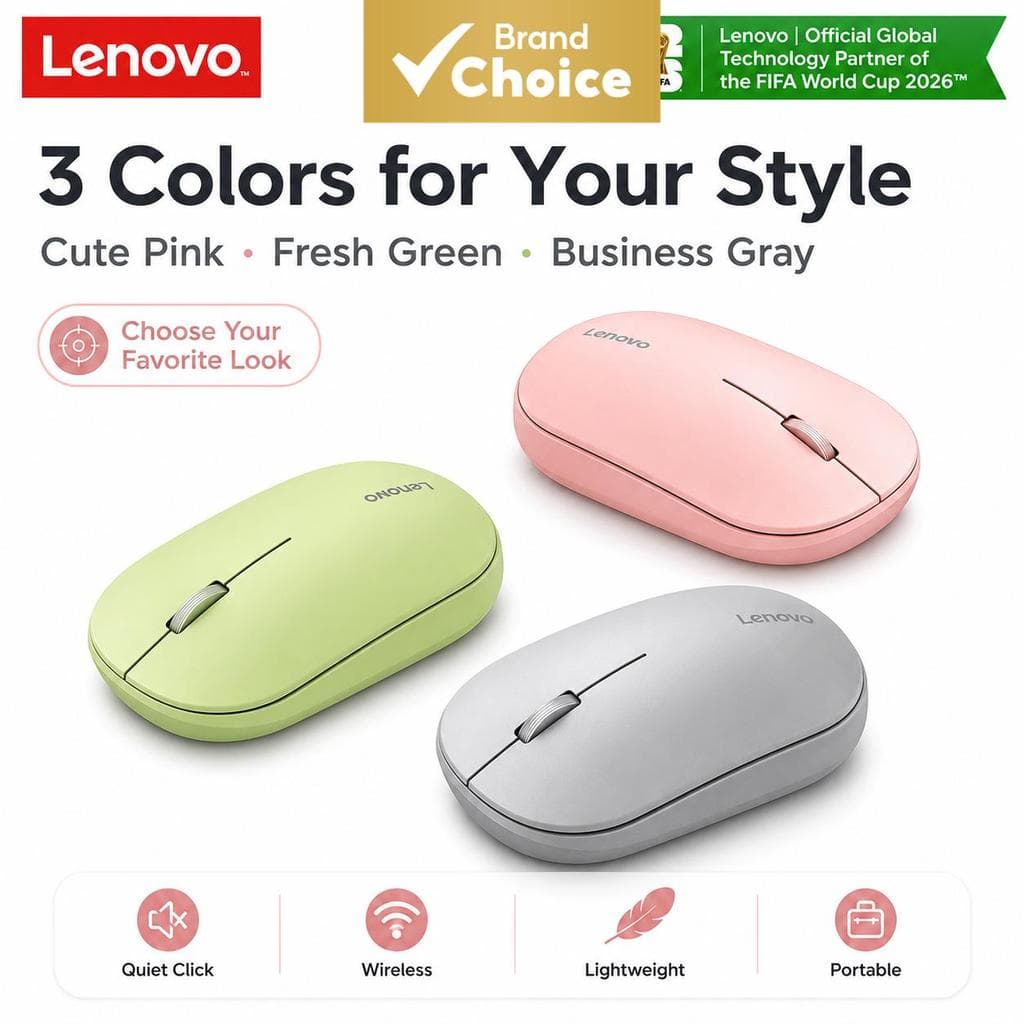 Mouse Sem Fio Lenovo X5M Pro 2,4 GHz, DPI Ajustável 800/1200/1600, Mouse Ergonômico para Computador com Clique