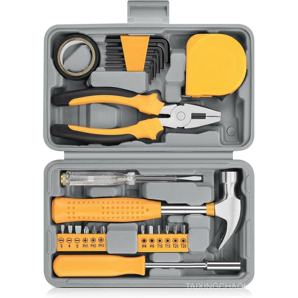 Kit de Ferramentas Pequenas de 24 Peças para Homens e Mulheres, Conjunto de Ferramentas Manuais Mini com Caixa de Armaze