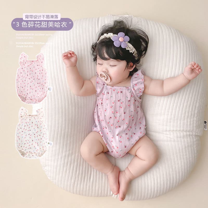 Bebê recém-nascido roupas de verão roupas de bebê verão estilo fino estilingue macacão bebê menina mês cheio macacão