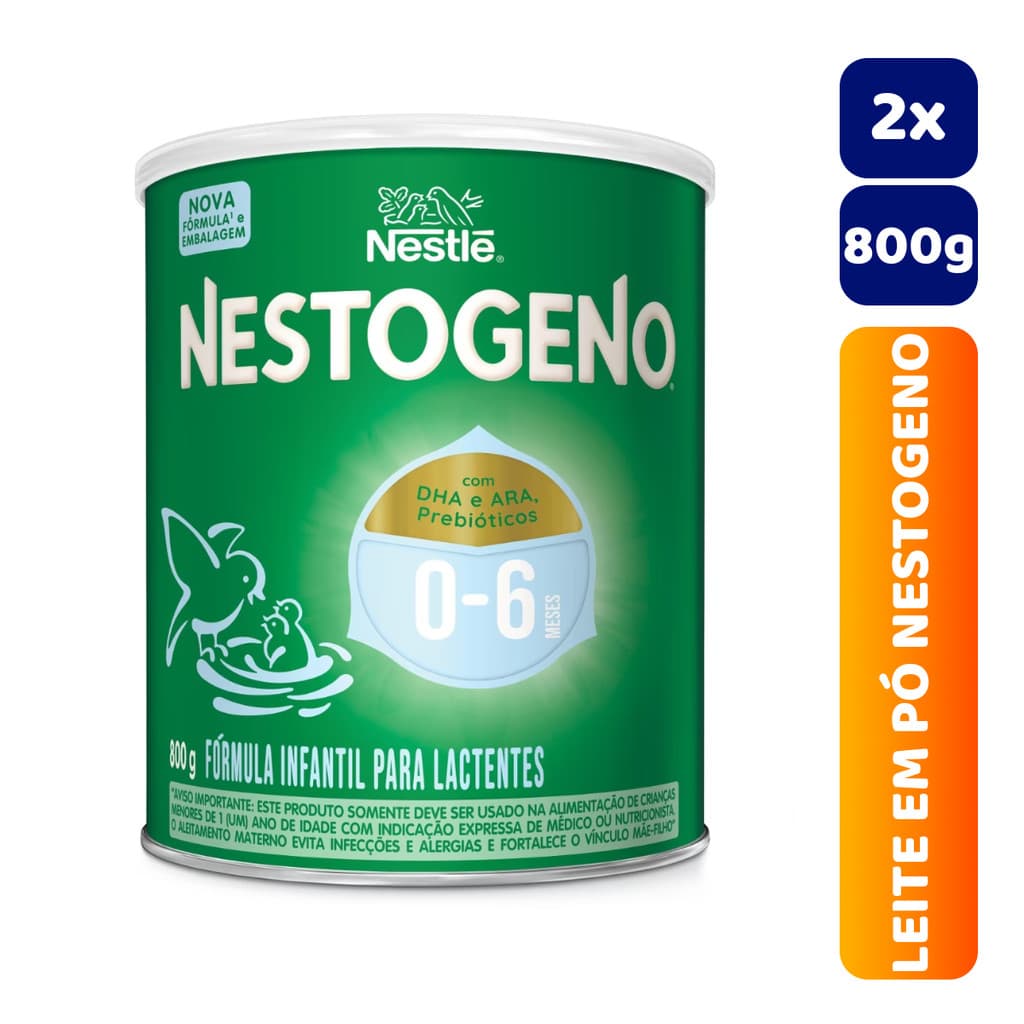 Kit 2x Latas Leite em Pó Infantil Nestogeno 1 800g