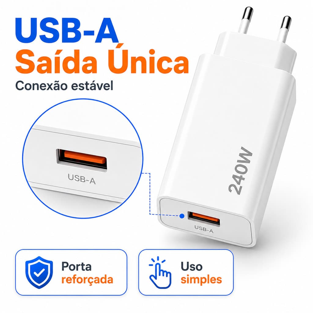 Carregador rápido de alta potência padrão europeu 240W PD + USB carregador portátil multiportas para celular
