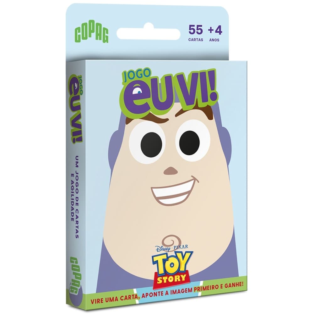 EU VI! TOY STORY 55 CARTAS DISNEY COPAG BARALHO MEMÓRIA FAMÍLIA JOGO WOODY BUZZ RACIOCÍNIO CRIANÇAS