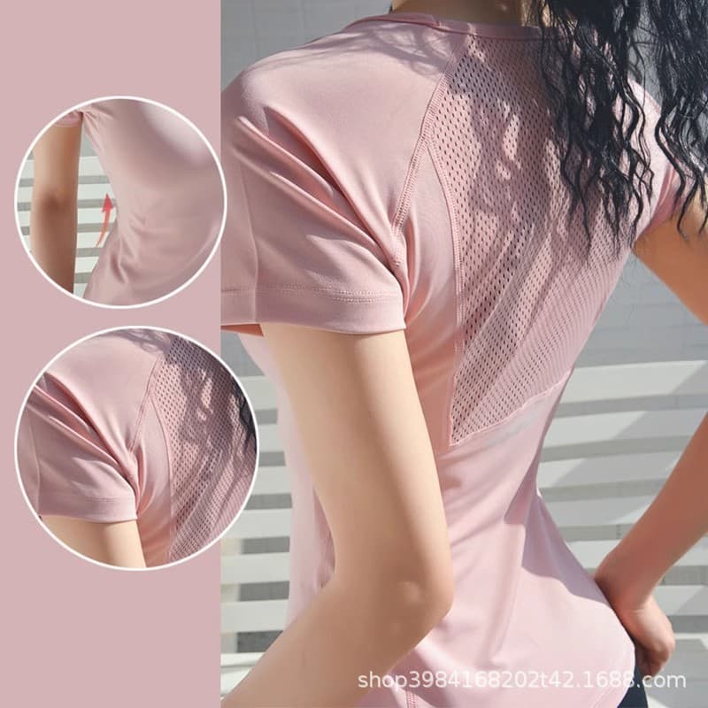 Roupas de Fitness de secagem rápida camiseta esportiva feminina magro-ajuste mais magro olhar roupas de Yoga topo corren