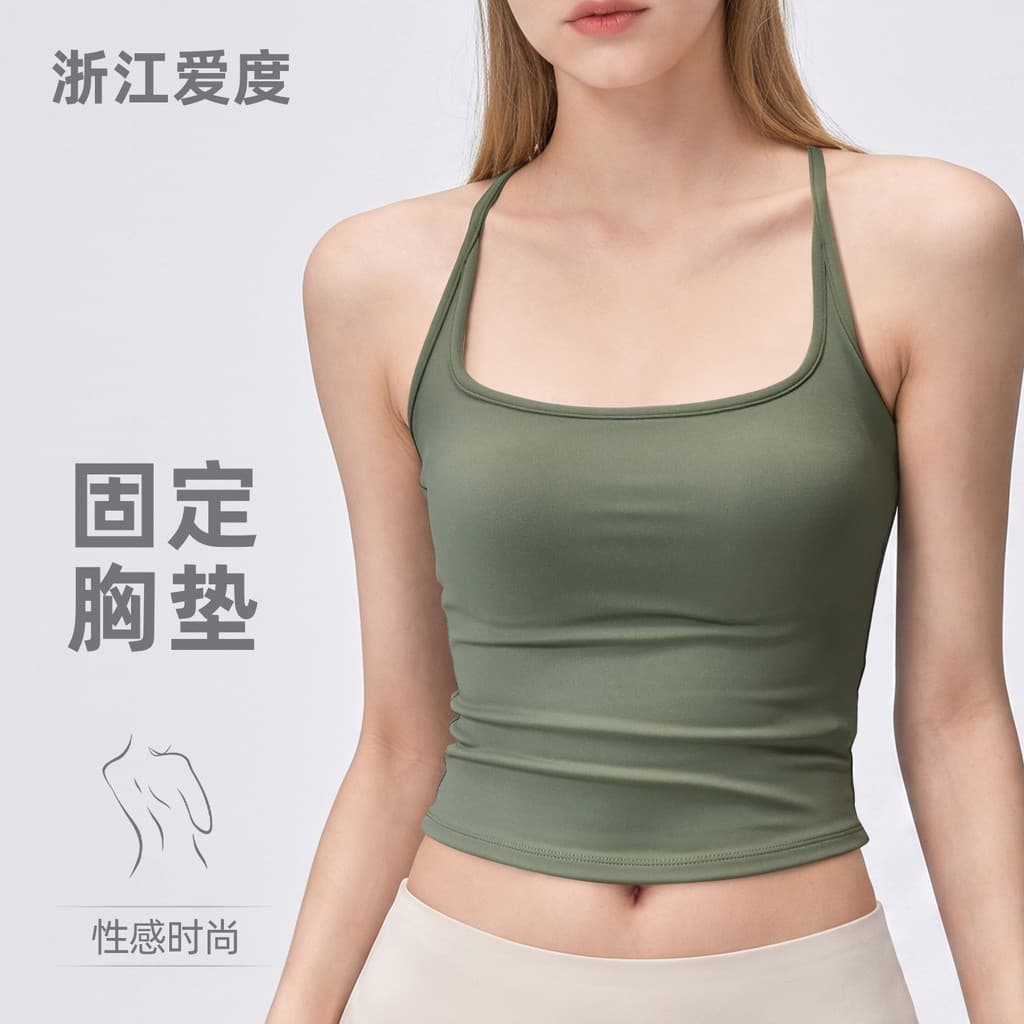 Colete esportivo em forma de I, roupa externa feminina, Fitness, Yoga, com uma almofada no peito, Pilates, roupa íntima 
