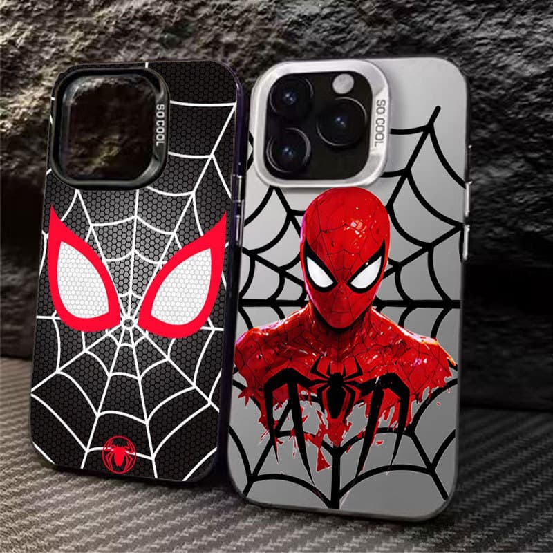 Capinha para iPhone 17/16/15 Pro Max Capa de celular antiderrapante para casal com estampa de teia do Homem-Aranha