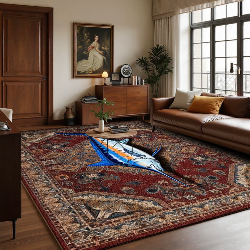 [Novo produto] Sala de estar doméstica exclusiva cheia de tapete de tubarão quarto tapete de resfriamento antiderrapante