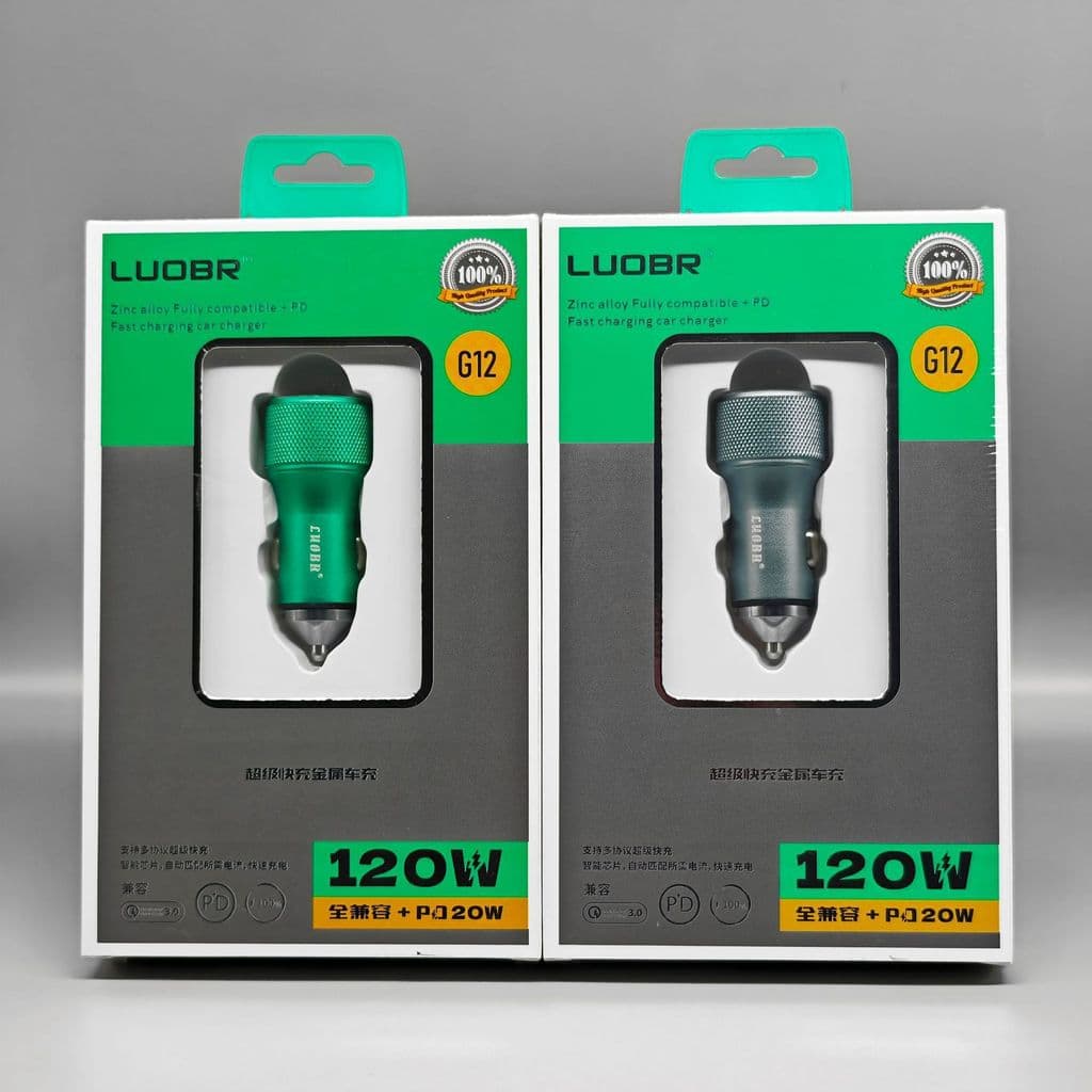 Carregador de carro 120w + 20WPD Carregador de carro de Metal de carga rápida adequado para Huawei Apple OPPO Xiaomi Car
