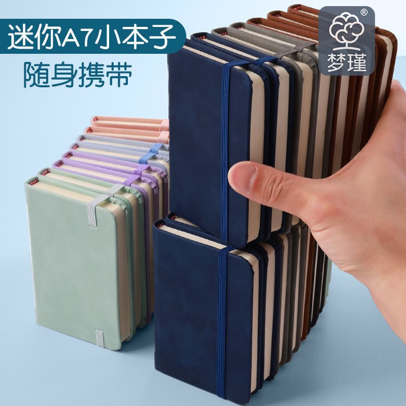 A7 Mini Notebook Pequeno Notebook Portátil Bloco de Notas Portátil com Bolso Pequeno Superfície de Couro Espessado Manua