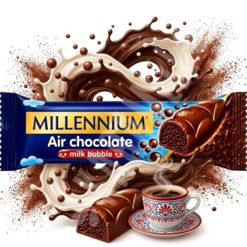 Air Chocolate Milk Bubble Aerado Millennium 32g - Importado Polônia