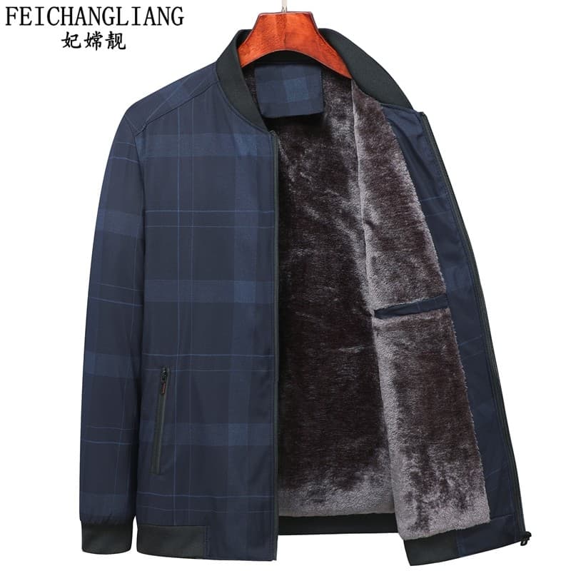 2022 novo estilo masculino de meia-idade Casual forro de lã engrossado jaqueta pai usar outono jaqueta inverno jaqueta d