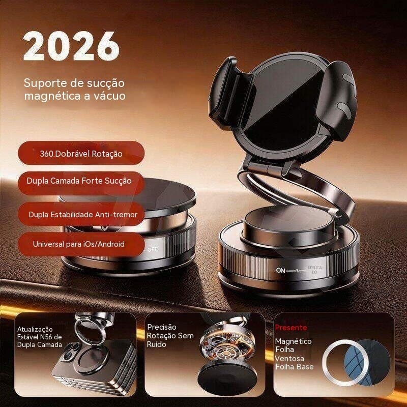 Suporte de Telefone para Carro Modelo 2026, Suporte de Sucção a Vácuo em Couro, Suporte Magnético de Navegação Específic