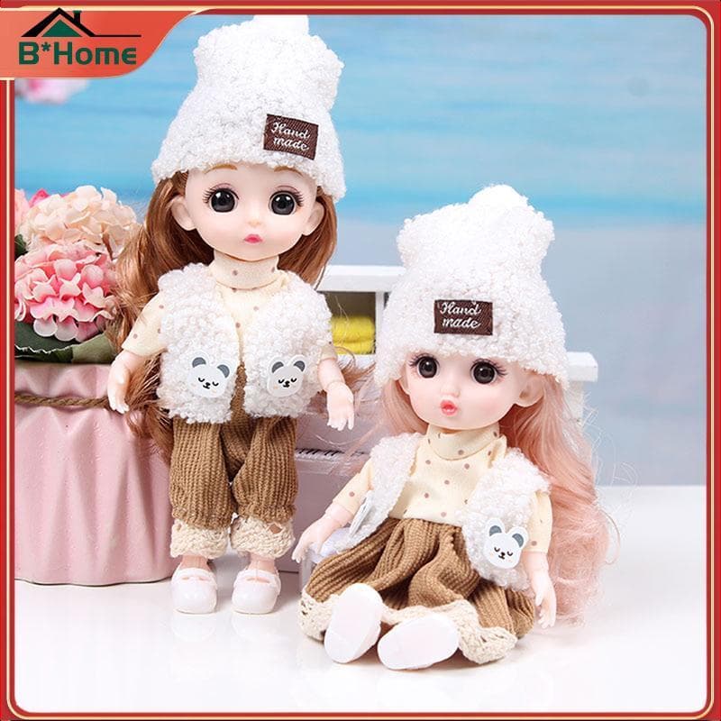 BHTH 16 Cm Mini Boneca Bonecas Articuladas Móveis 3D Olhos Grandes De Brinquedo DIY Com Roupas Vestir Para De Menina ~