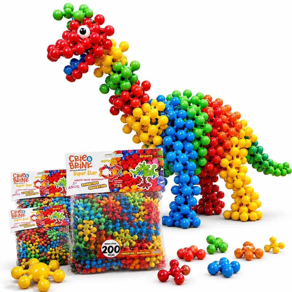 Blocos de Montar Pinos Mágicos Encantados Brinquedo Infantil Educativo Colorido