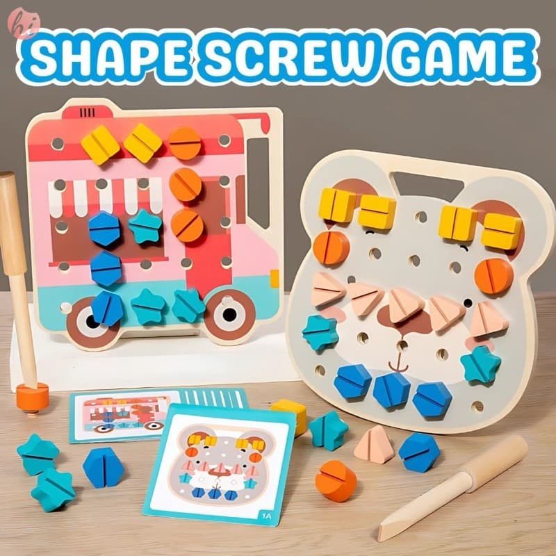 Brinquedo De Jogo De Parafuso De Madeira-Brinquedos Educativos De Design De Urso E Carro Para Crianças