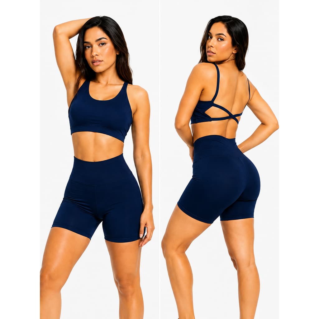 Conjunto Feminino Fitness Top + Short Cintura Alta Academia Treino Esportivo Roupa Fitness Feminina para treino REF1178