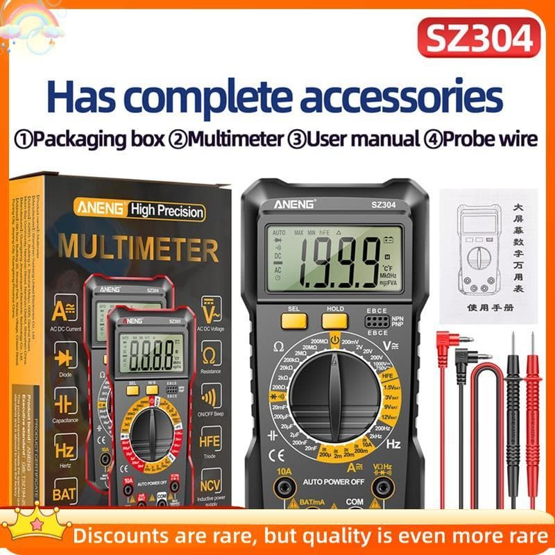 ANENG Nobleflyingnewaneng SZ304 Multifuncional Digital Multimete True RMS Multímetro NCV Votage Resistência À Corrente O