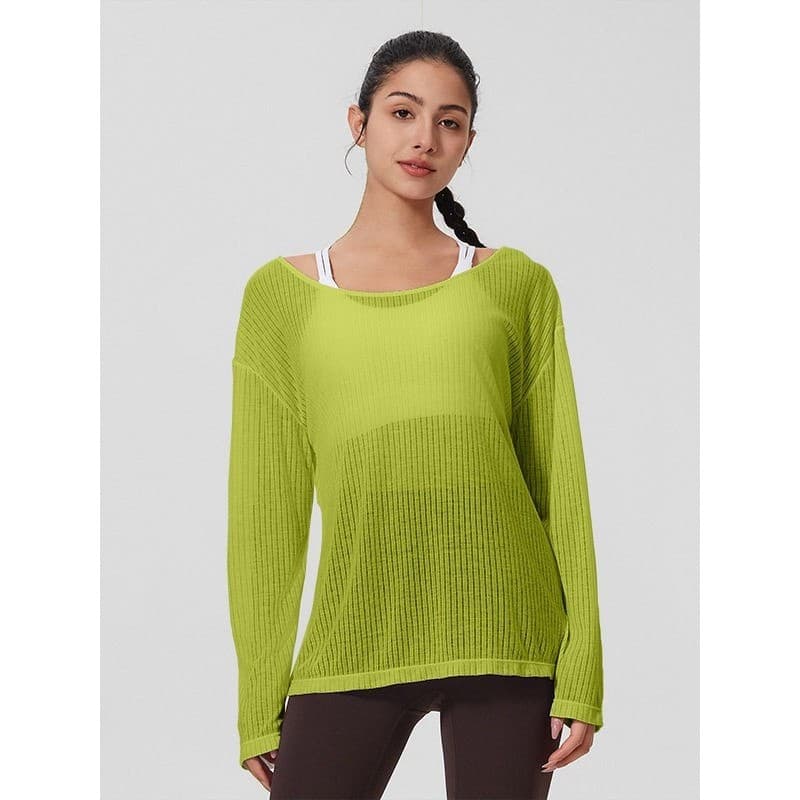 Nova blusa esportiva solta feminina respirável protetor solar roupas de Fitness gelo seda Yoga roupas absorção de umidad