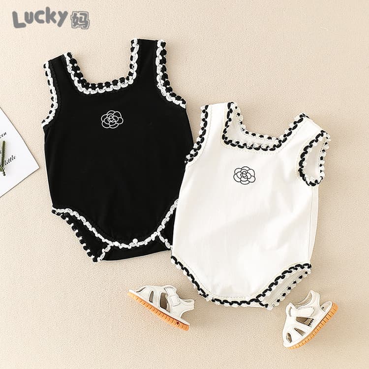 Roupas de bebê roupas de verão sem mangas macacão bonito bebê menina colete macacão recém-nascido lua cheia triângulo be