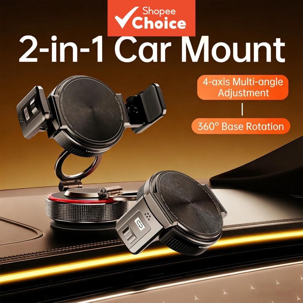 Suporte Magnético 360° Rotativo para Celular para Carro 2 em 1 com Ventosa