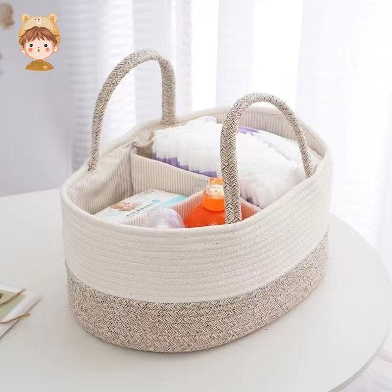 Porta-Fraldas – Cesta De Armazenamento Para Bebês Com Corda De Algodão Itens Essenciais Recém-Nascidos Organizador Portá