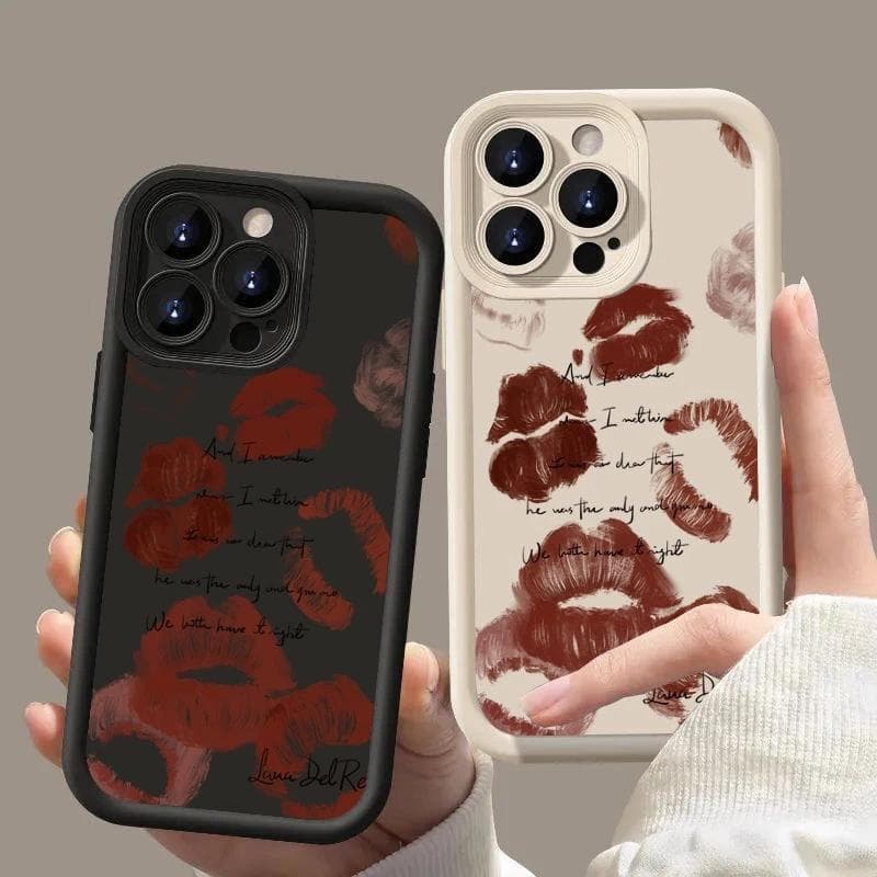 Capinha De Celular Lábios Vermelhos Retrô Para IPhone XR 11 12 13 14 15 16 17 18 Pro Max Plus Protetora Silicone Capinha