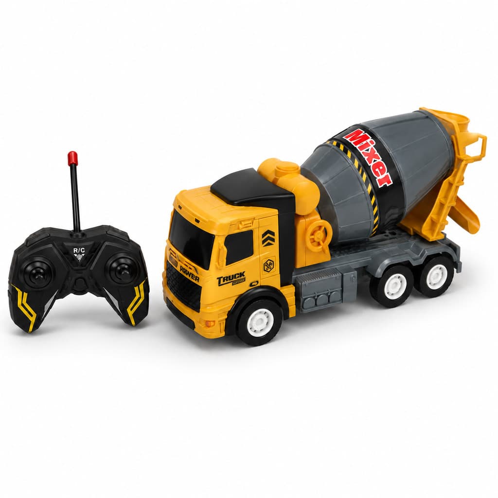 Carrinho De Controle Remoto Caminhao Betoneira 1:16 Luz Led Amarelo Betoneira