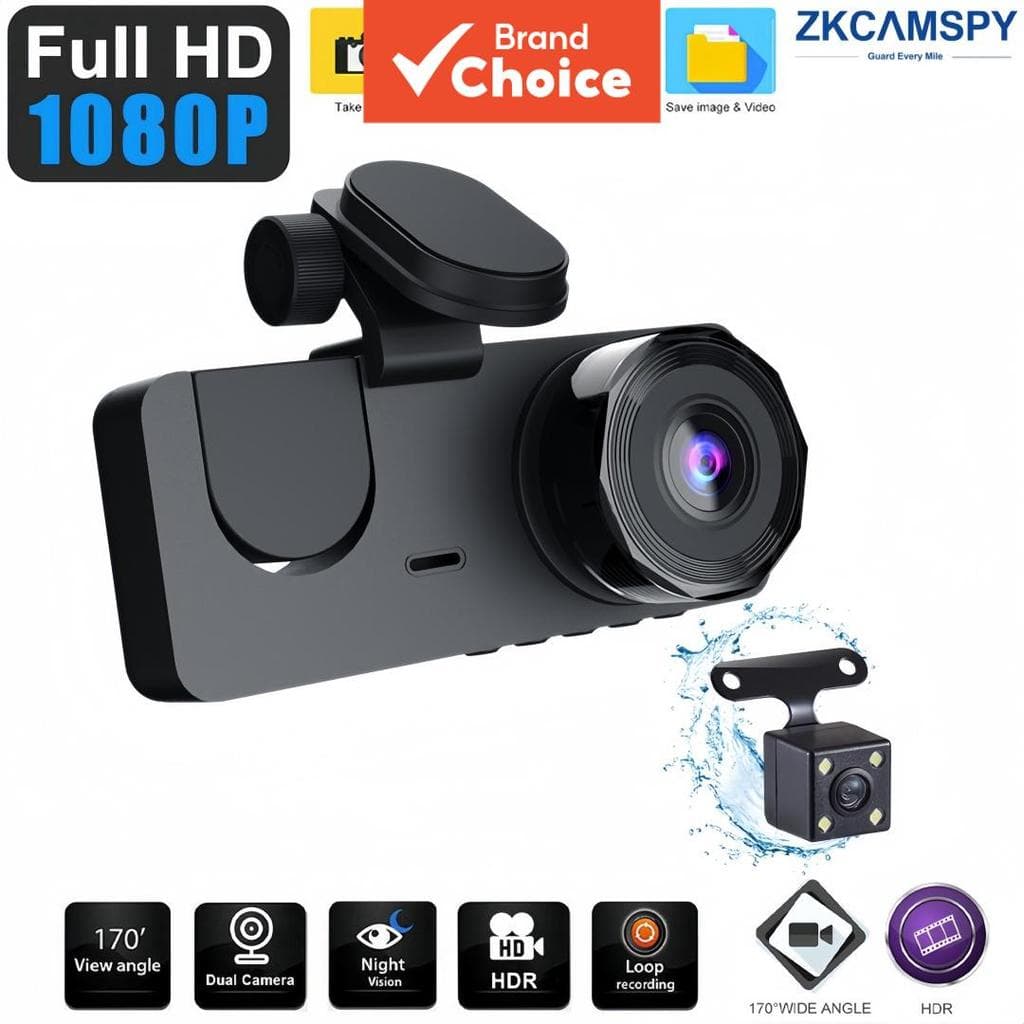 3 Lentes Traço Cam 1080p HD Carro Dvr Frente Dentro Traseira Grande Angular Visão Noturna G-sensor Loop Registro