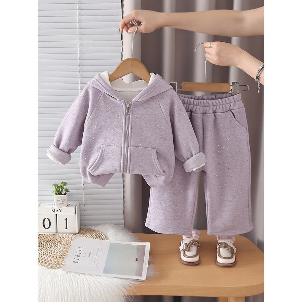 Bebê menina forro de lã terno outono inverno passeio 2026 novo estilo crianças roupas do bebê dividir meninas roupas de 